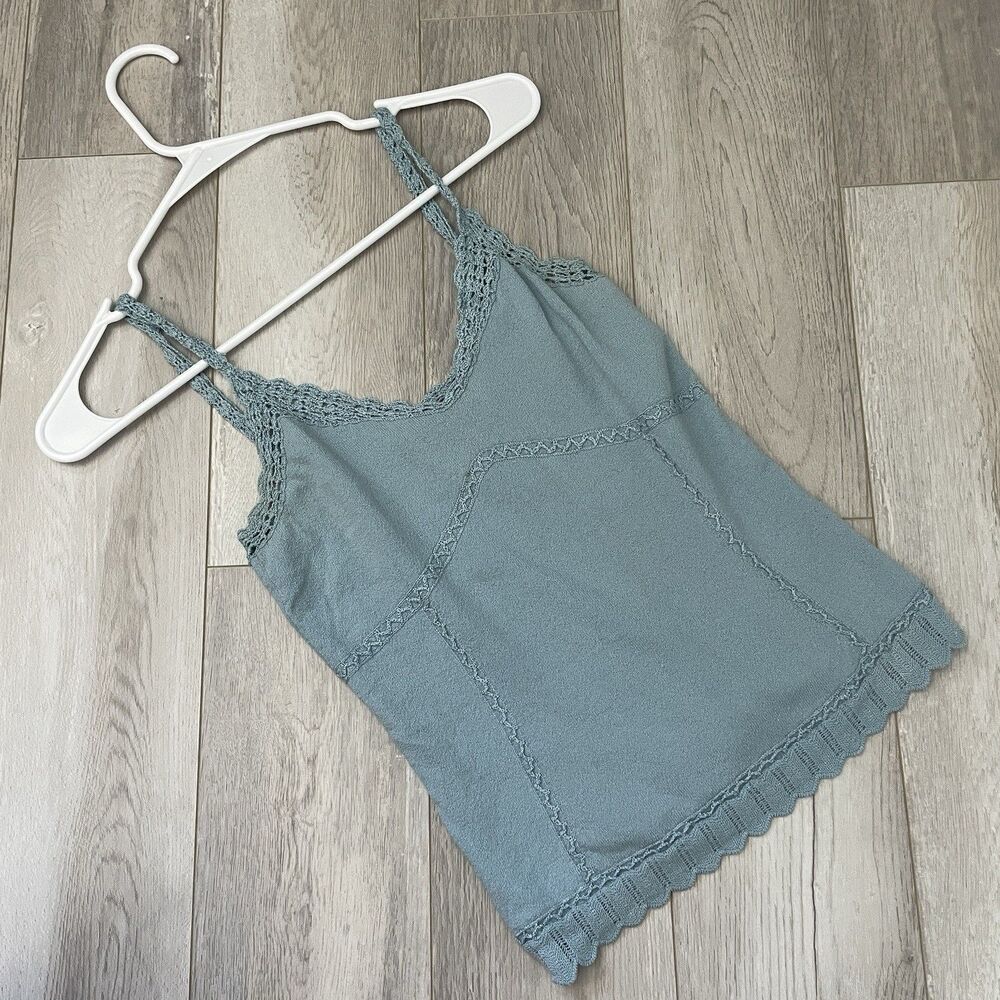 Express Y2K Tank Top crochet lace knit womens Blue (xsmall) vintage feminine